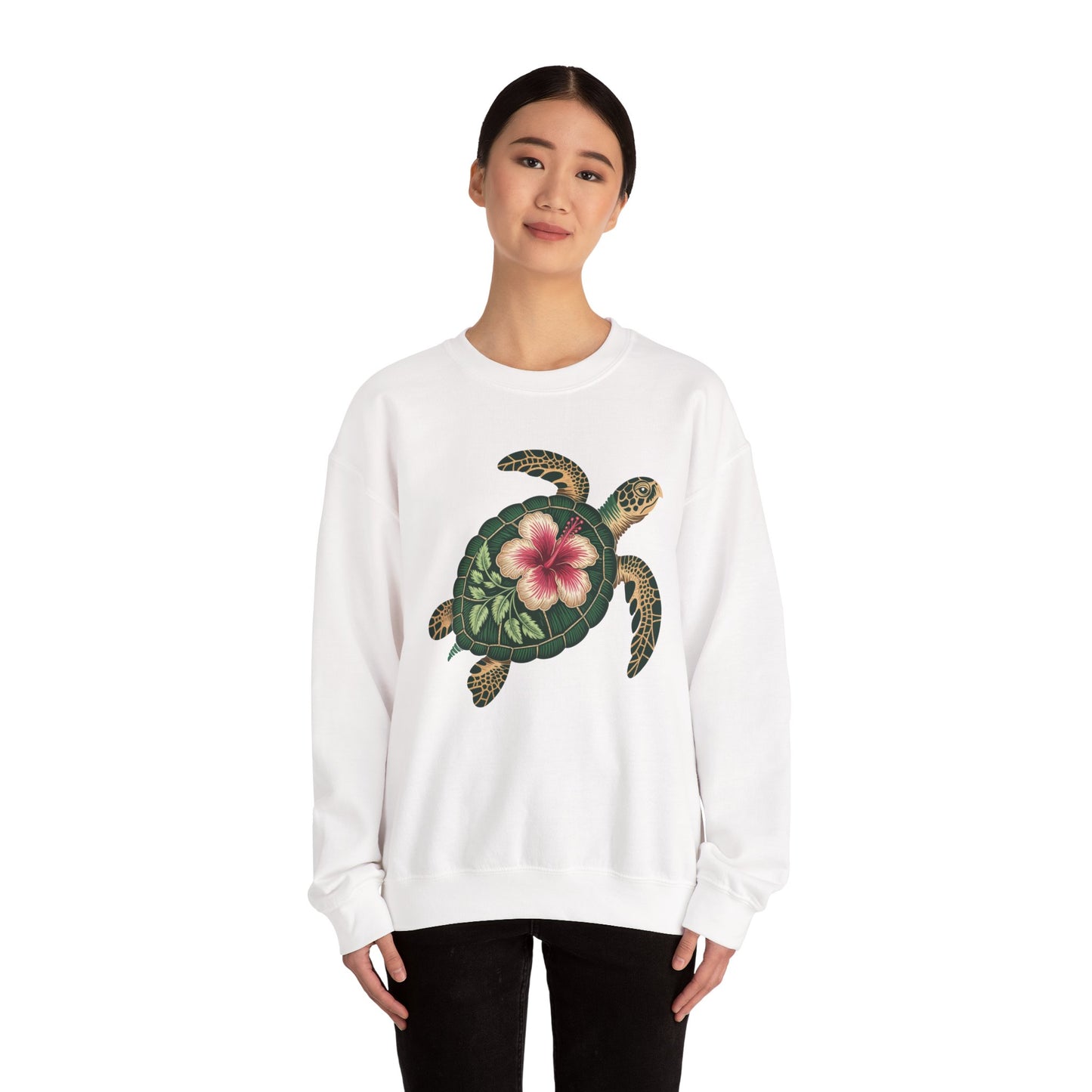 Sea Turtle Floral Graphic Women's Crewneck Sweatshirt