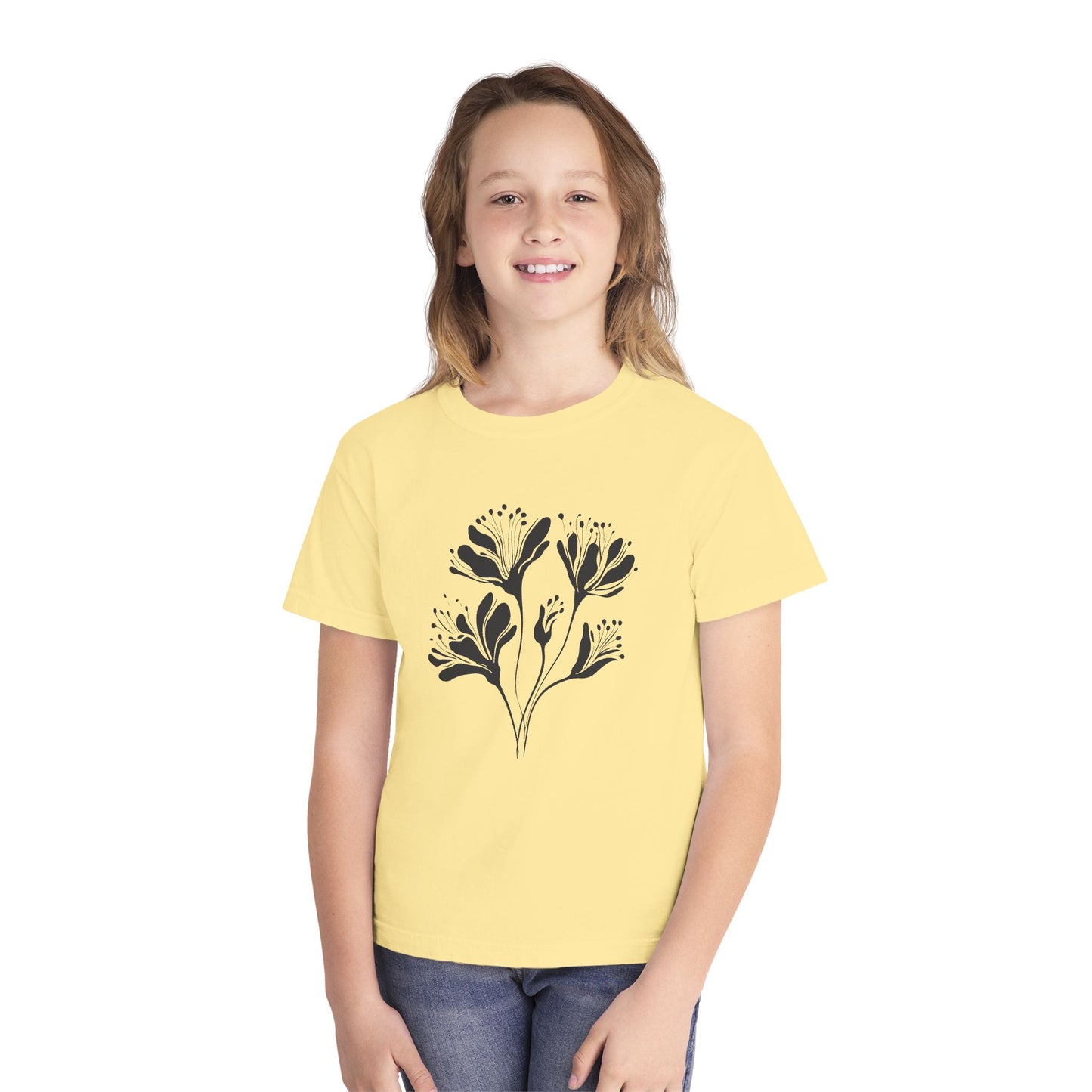 Youth Minimal Black Floral Tee