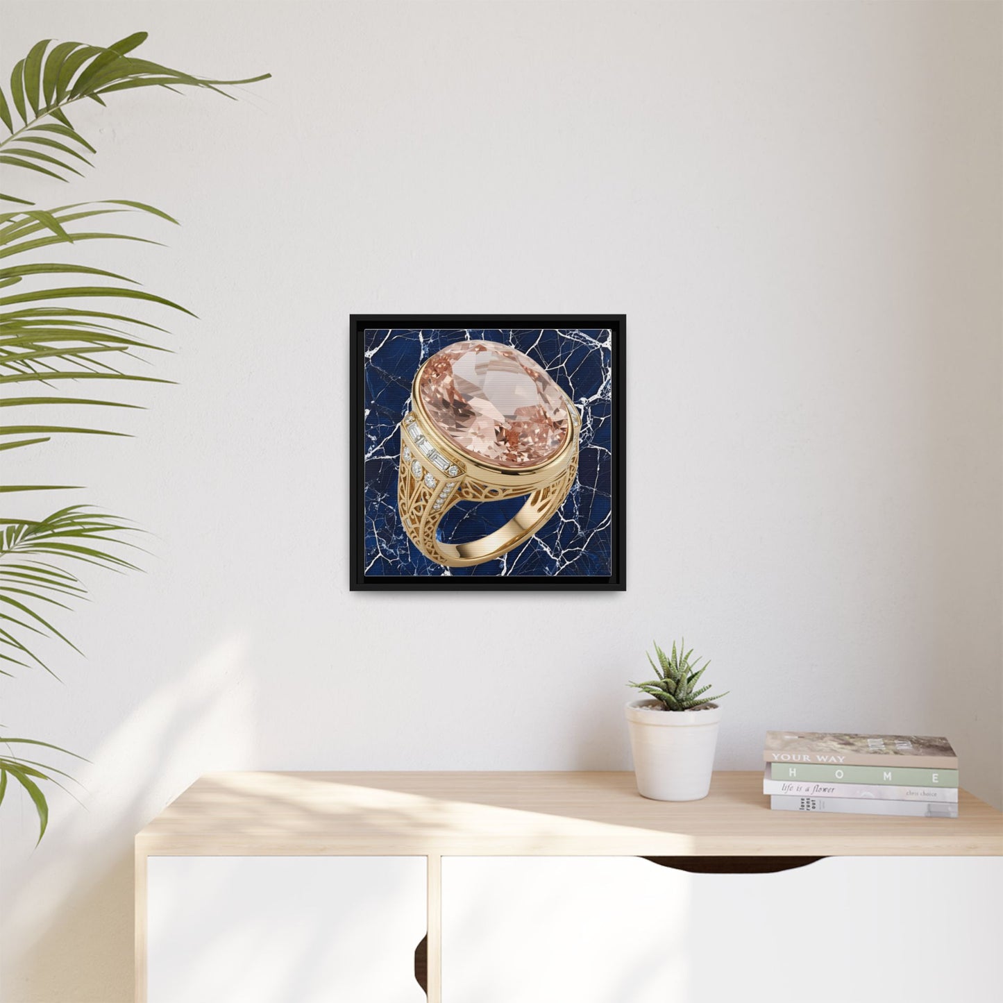 Morganite Ring with Marble Veins Framed Canvas