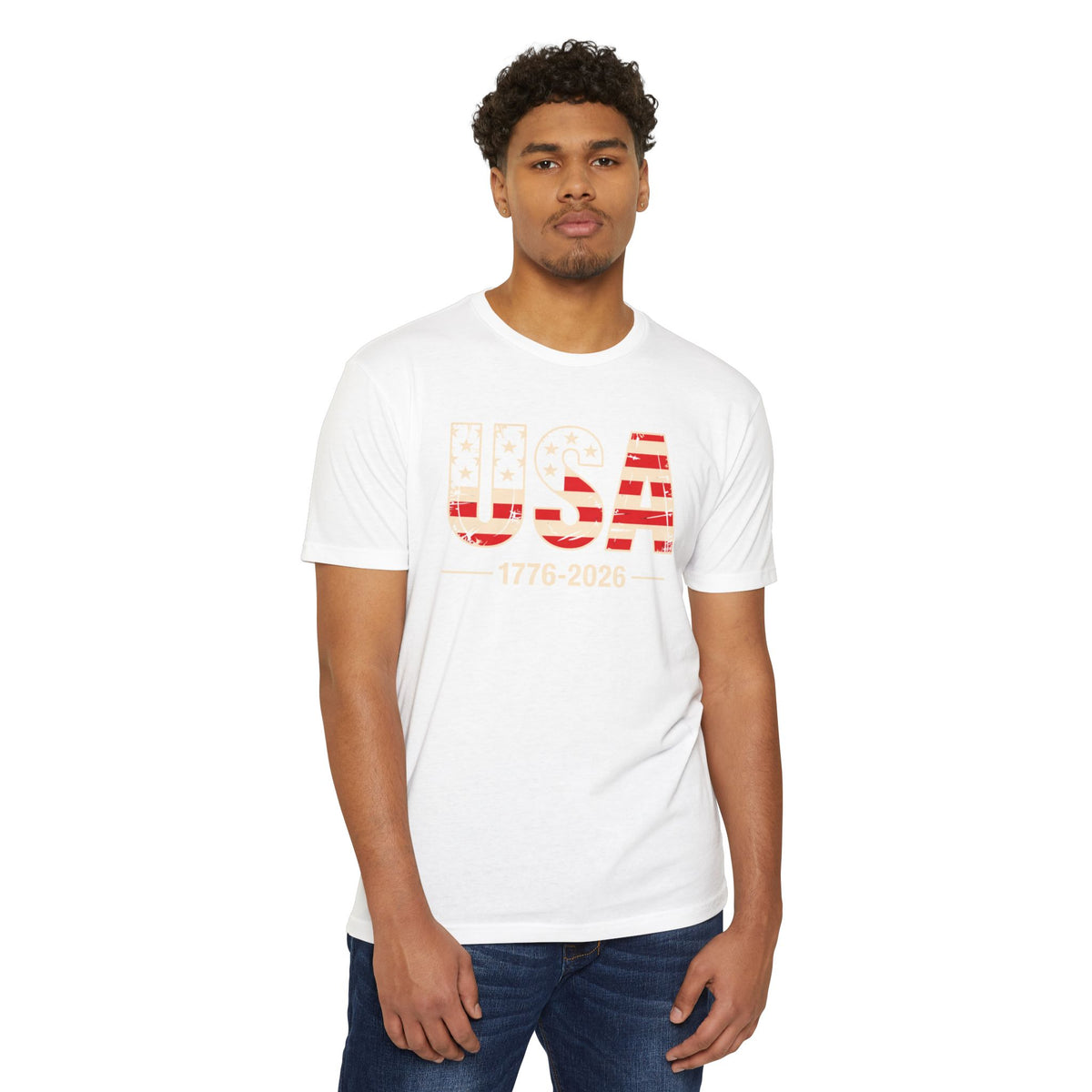 USA 1776-2026 Patriotic Flag Graphic T-Shirt