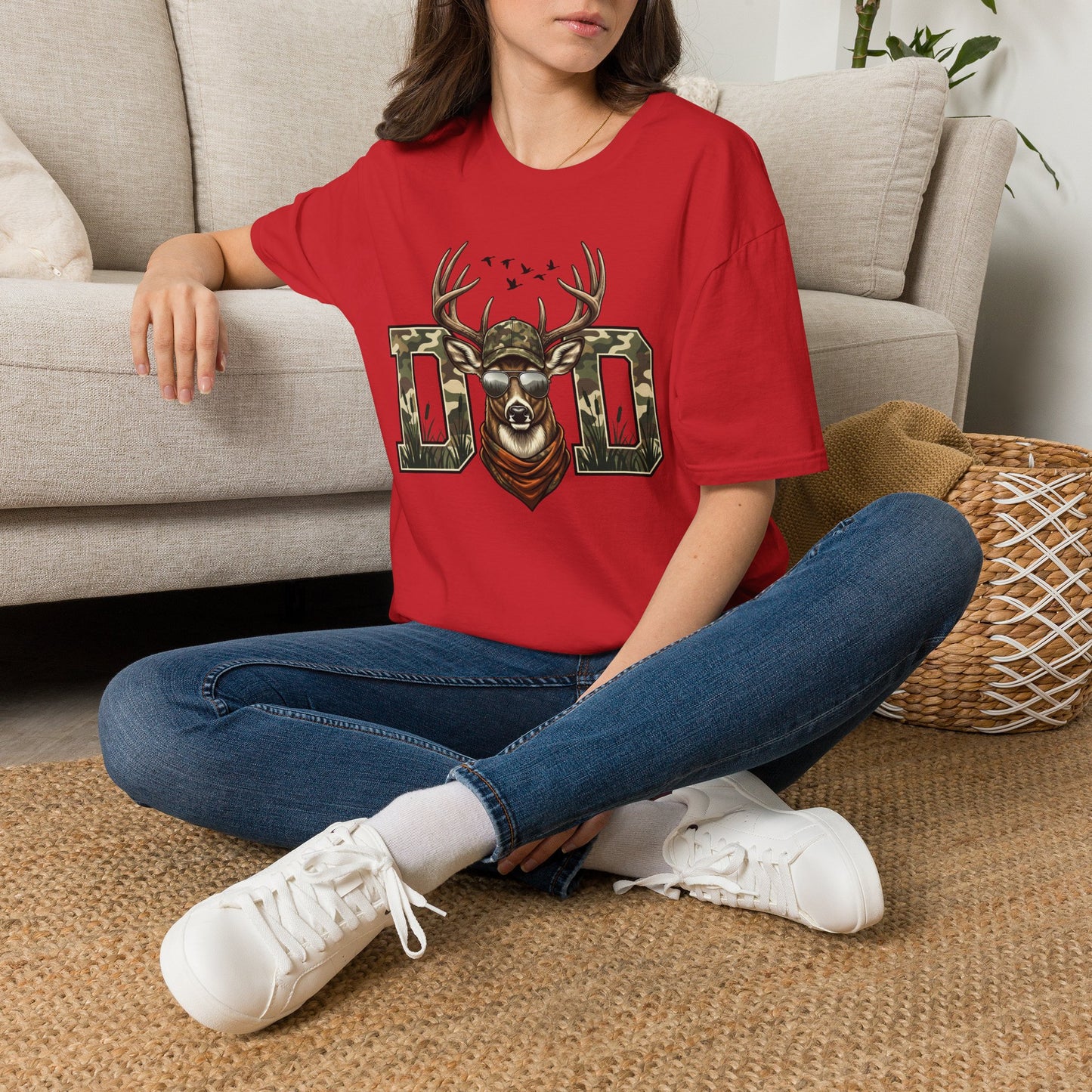 Dad Camo Deer Graphic T-Shirt