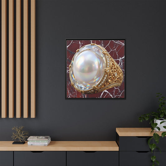Iridescent Pearl Ring Marble Framed Canvas