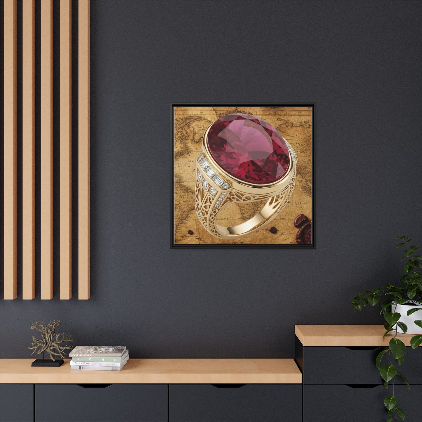 Ruby Ring Cartographic Framed Canvas Wall Art