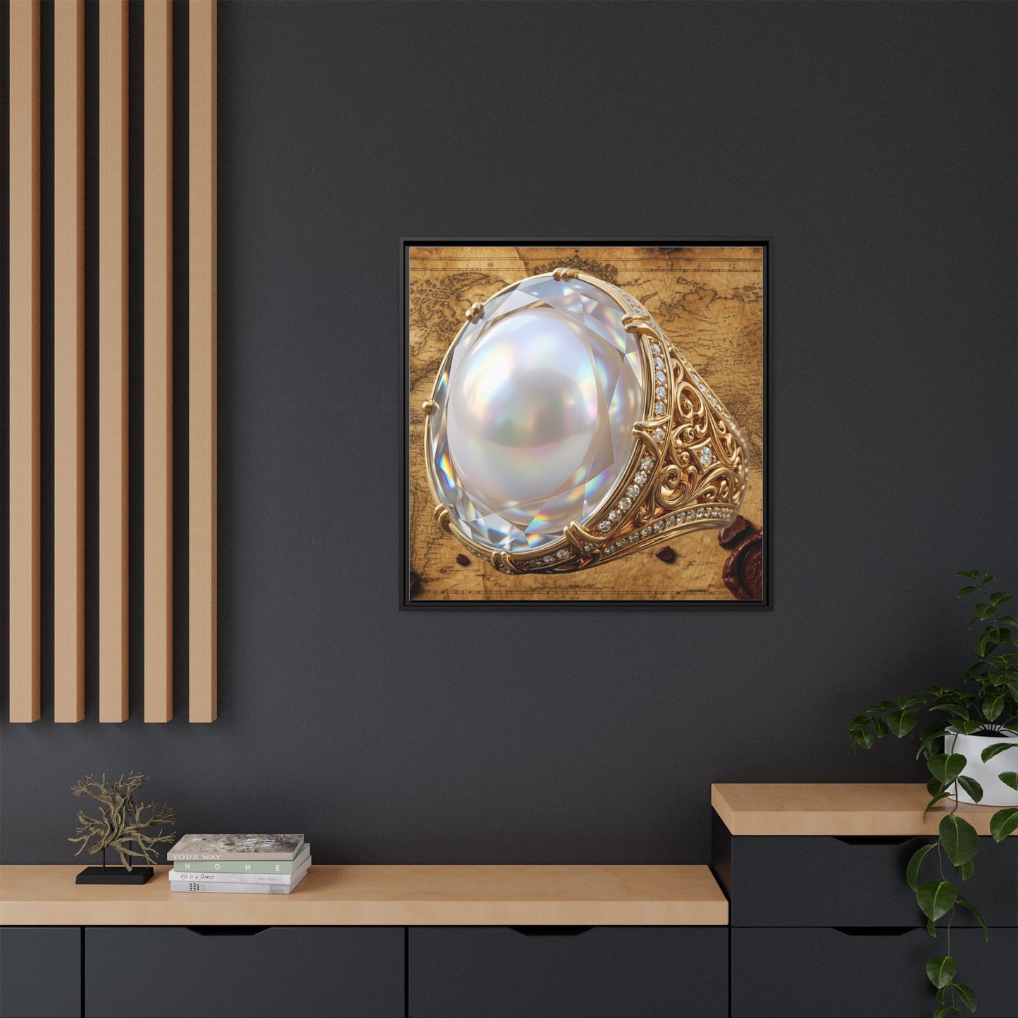 Pearl Atlas Ring Framed Canvas