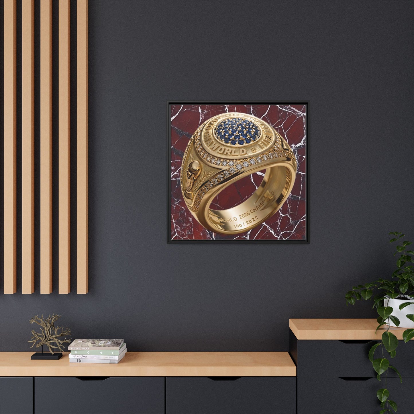 2026 World Football Ring Fractured Marble Framed Canvas