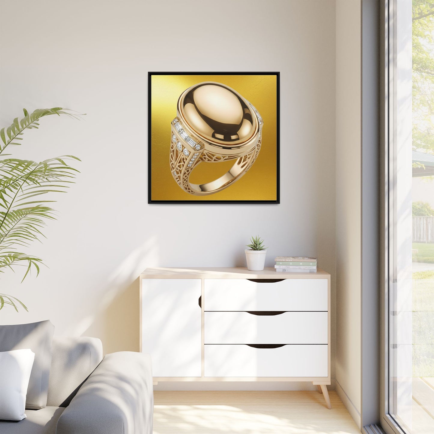Sunlit Golden Cabochon Ring Canvas
