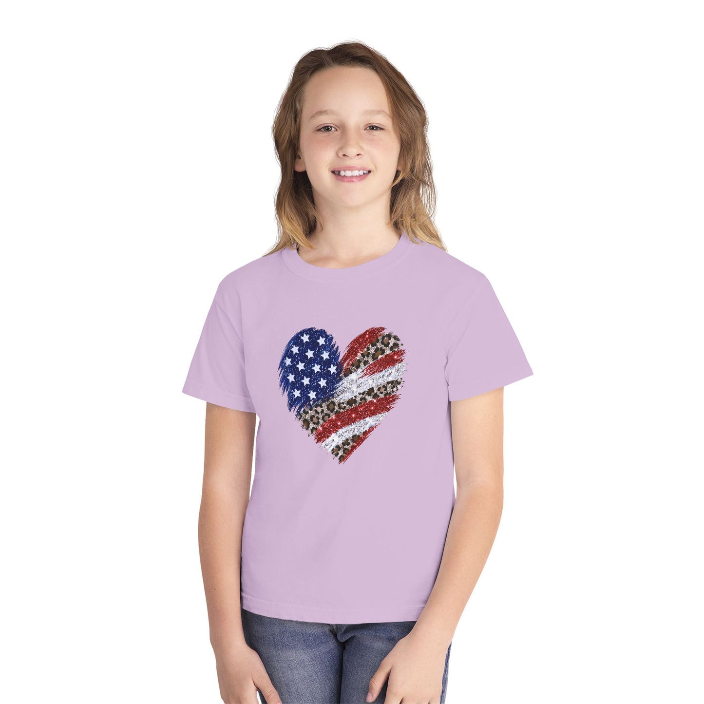 Distressed American Flag Heart Youth T-Shirt