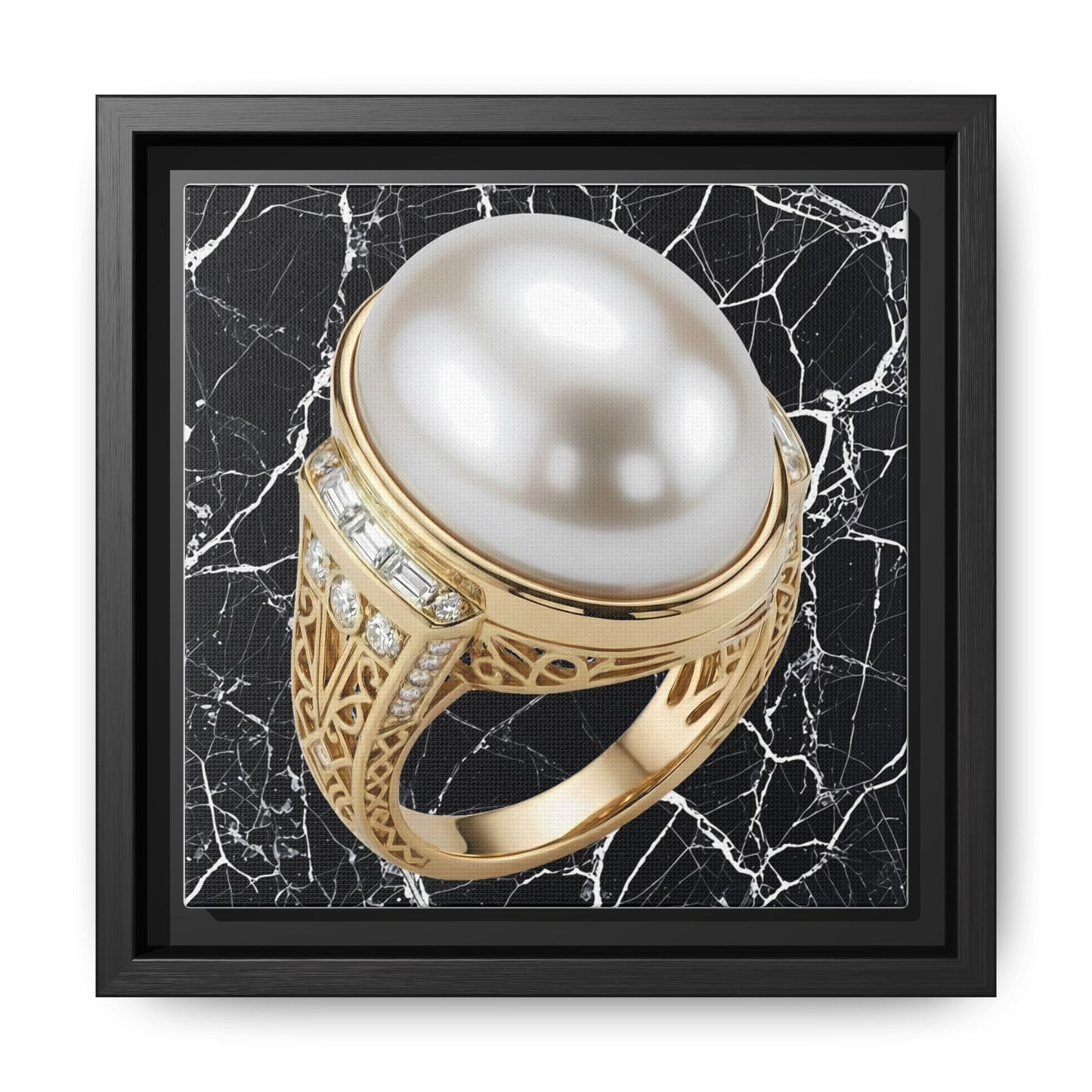 Pearl Ring Textured Marble Framed Canvas