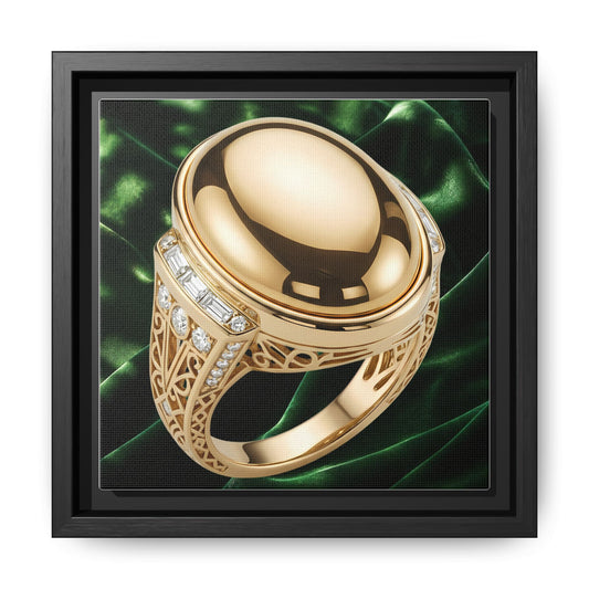 Gold Cabochon Openwork Ring Framed Canvas