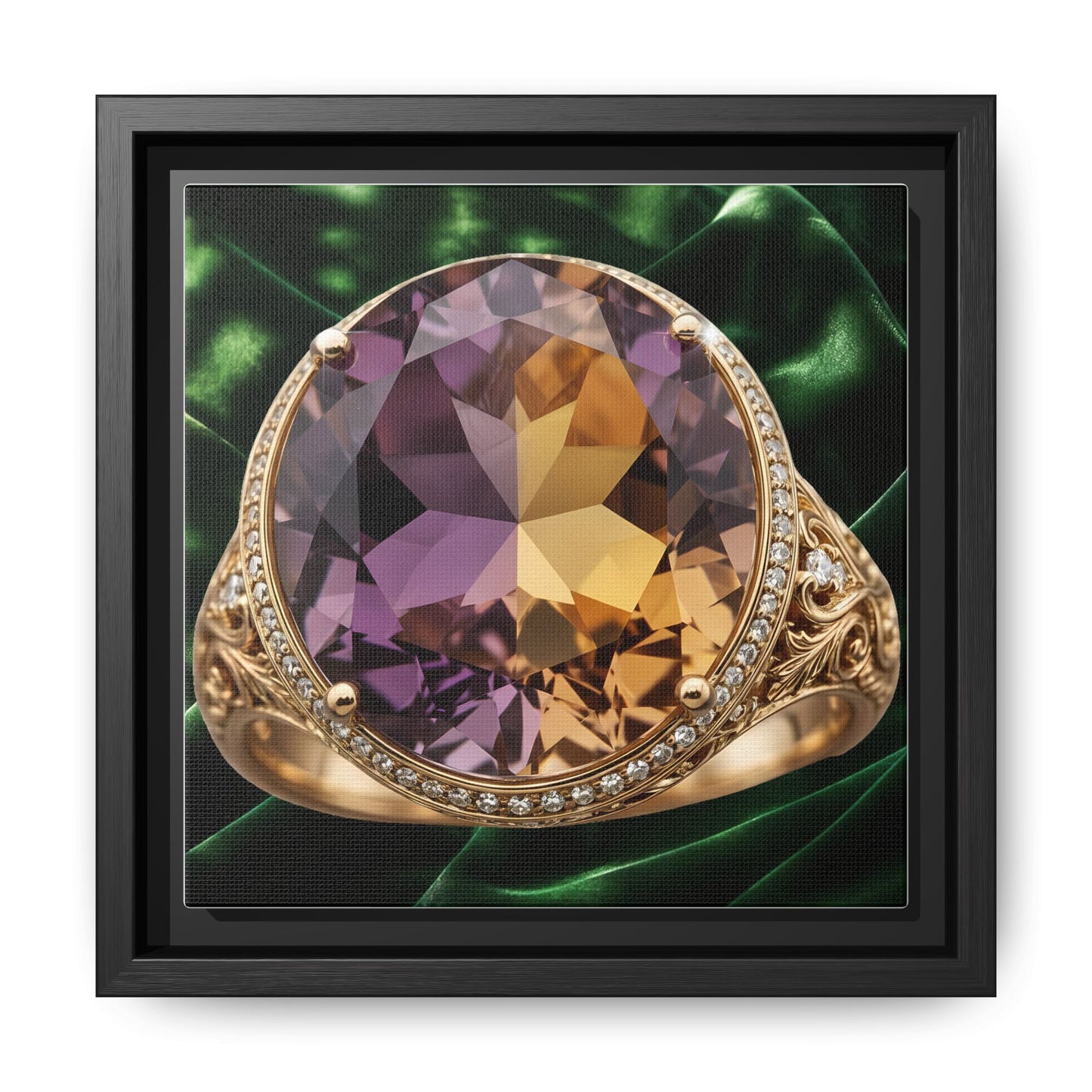 Ametrine Duet in Goldwork Framed Canvas
