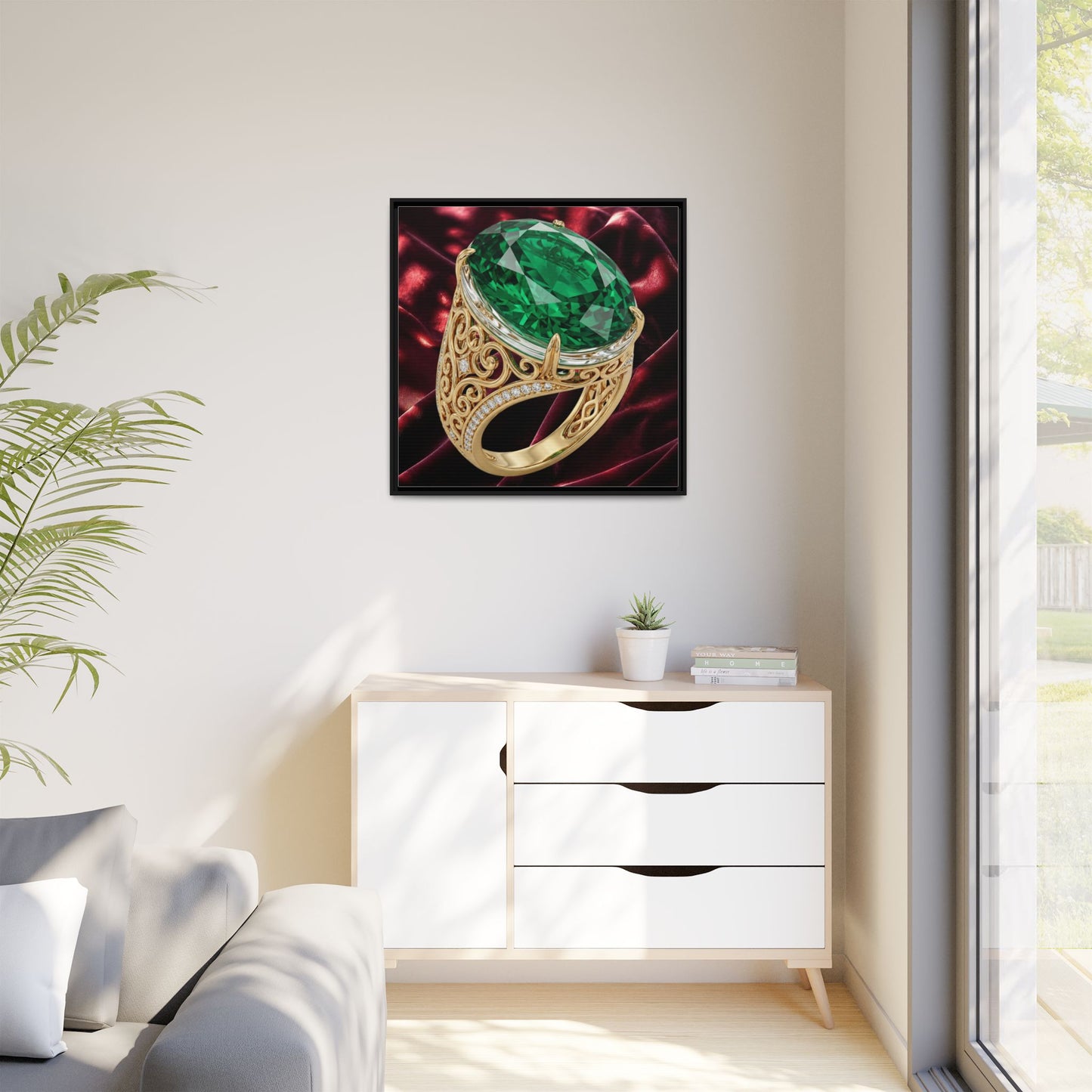 Gilded Emerald Velvet Canvas