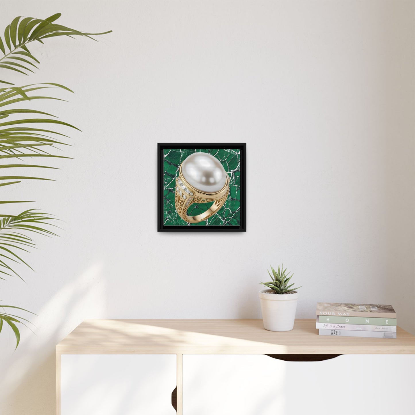 Pearl Ring Close-Up Framed Canvas