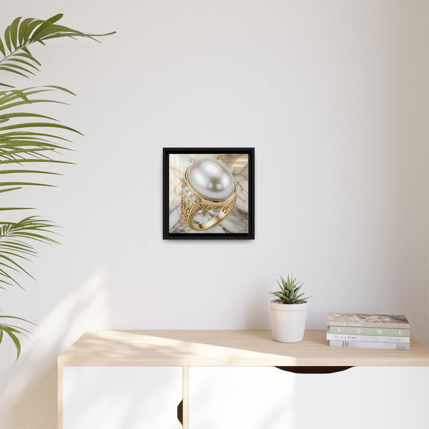 Pearl Ring Marble Surface Framed Canvas