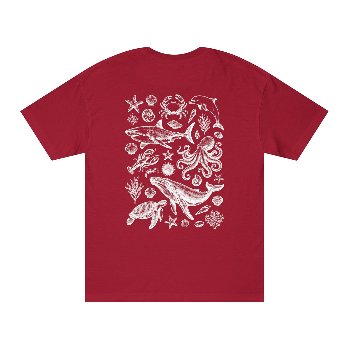 Ocean Wildlife Line Art Back Print Women’s Tee