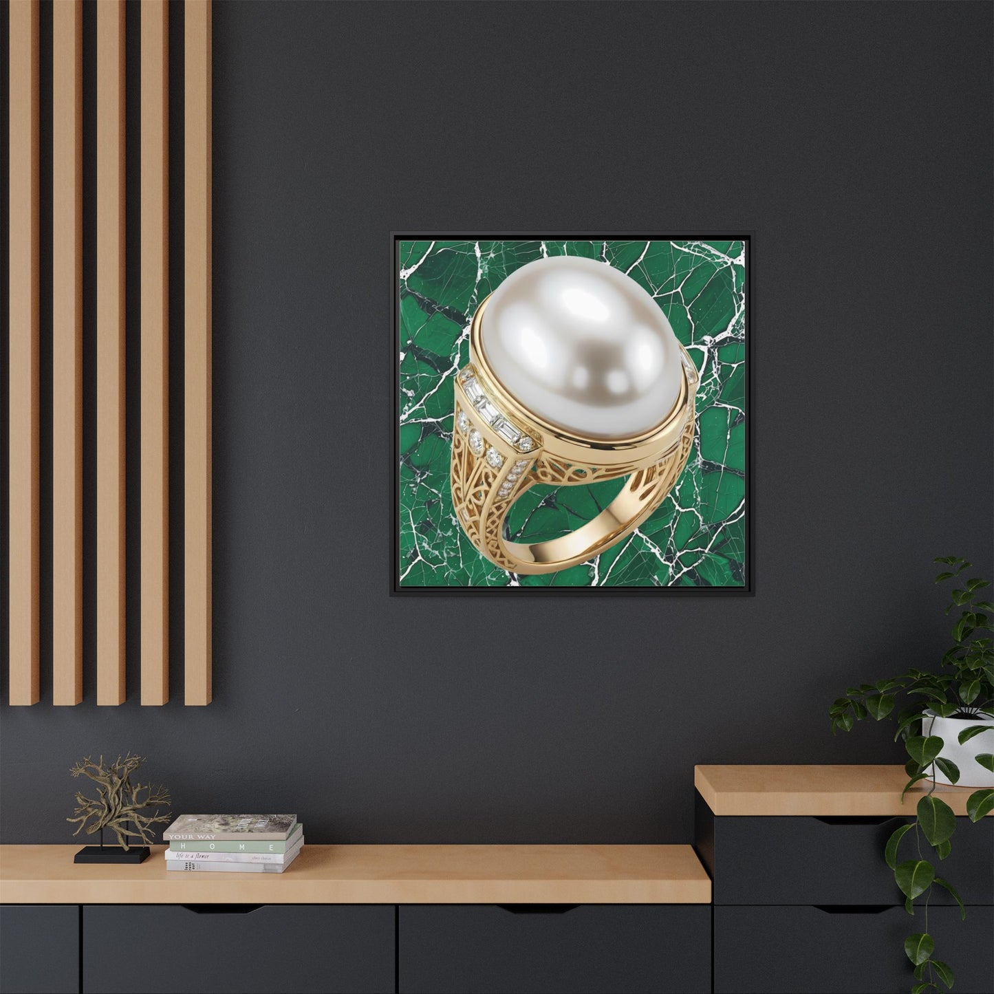 Pearl Ring Close-Up Framed Canvas