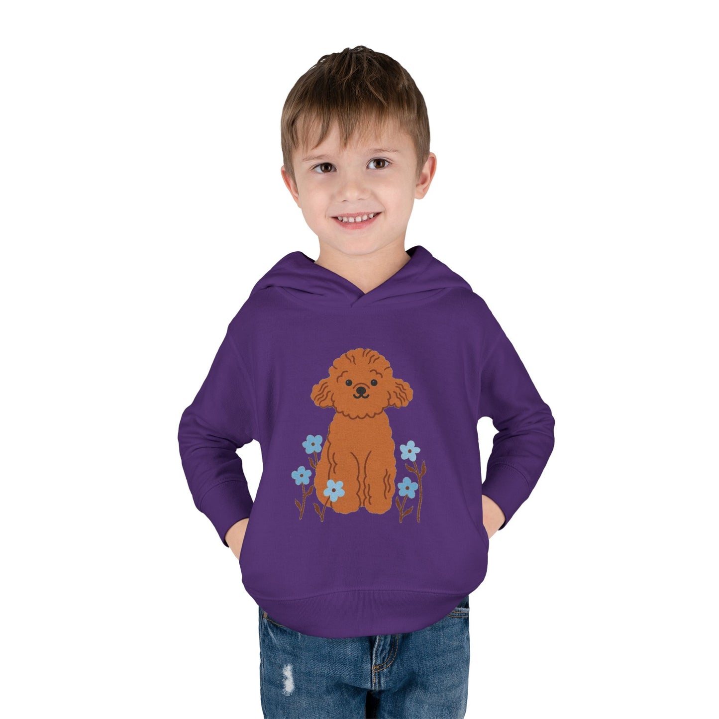 Curly Puppy and Wildflowers Toddler Hoodie