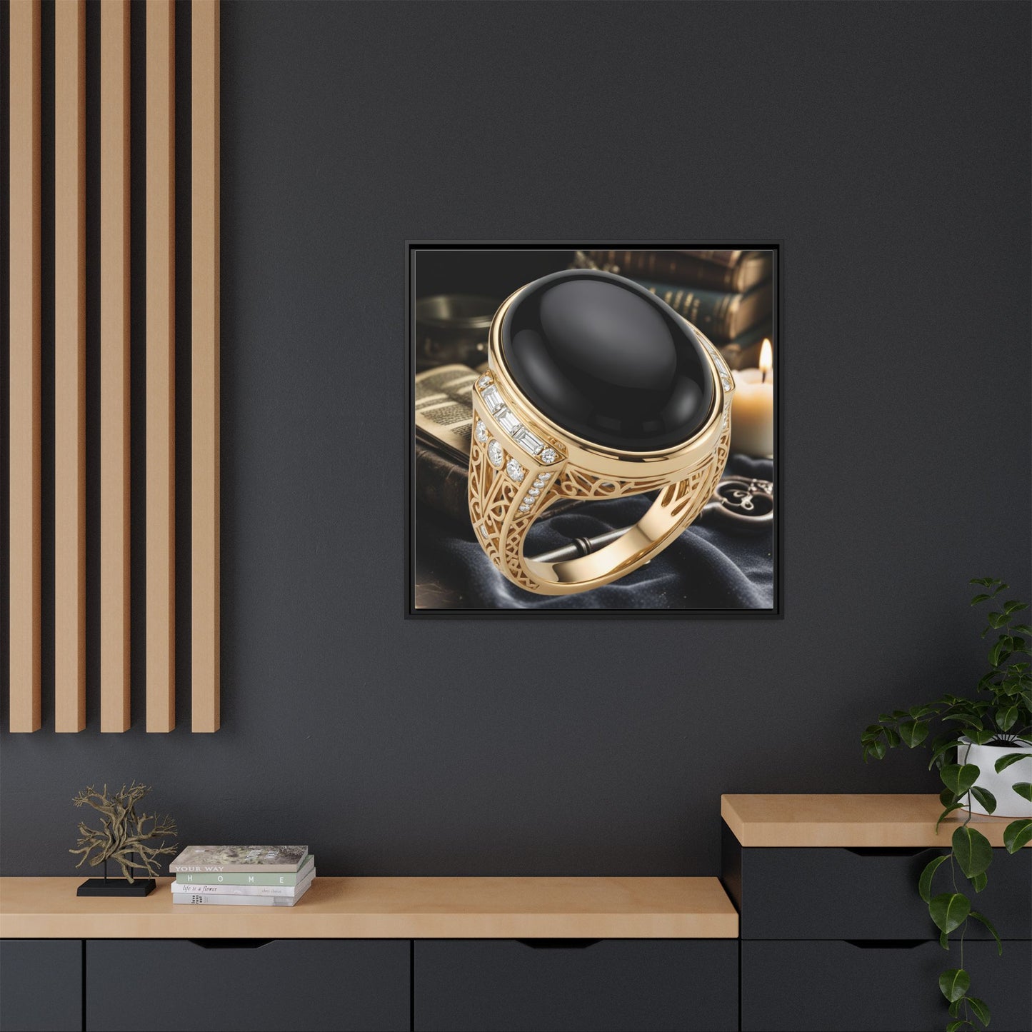 Midnight Onyx Ring Framed Canvas