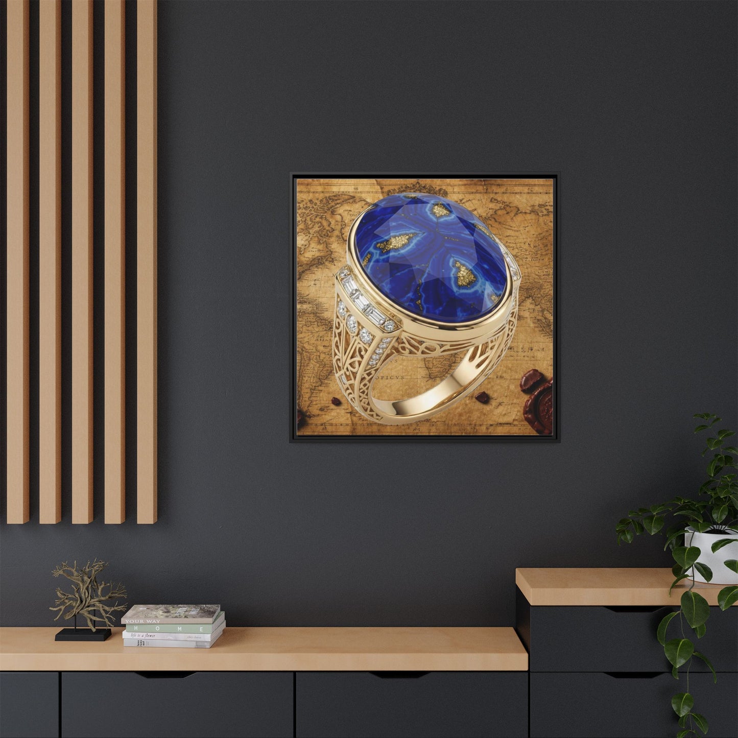 Lapis Lazuli Statement Ring Framed Canvas