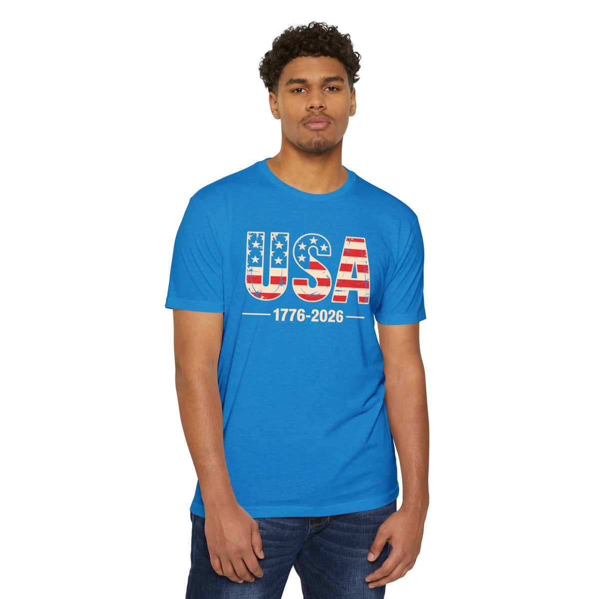 USA 1776-2026 Patriotic Flag Graphic T-Shirt