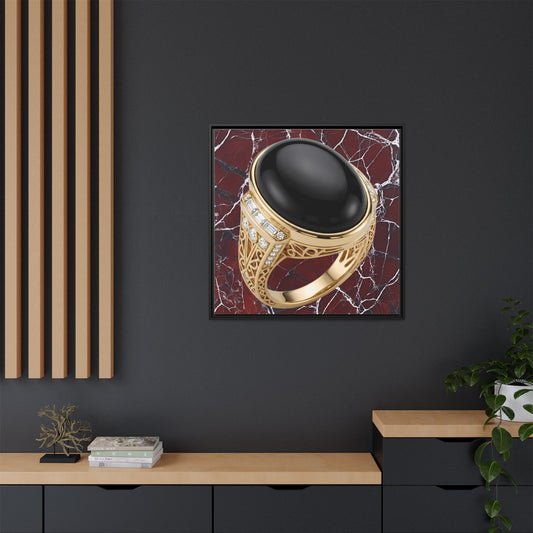 Burgundy Vein Onyx Ring Framed Canvas