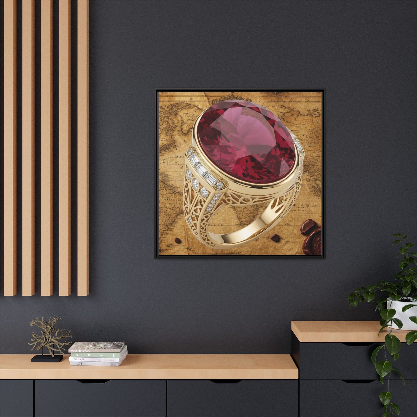 Ruby Ring Cartographic Framed Canvas Wall Art