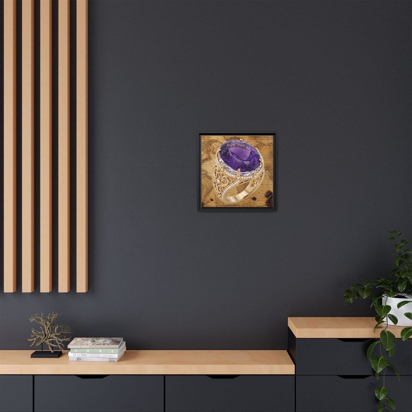 Ornate Amethyst Ring Framed Canvas