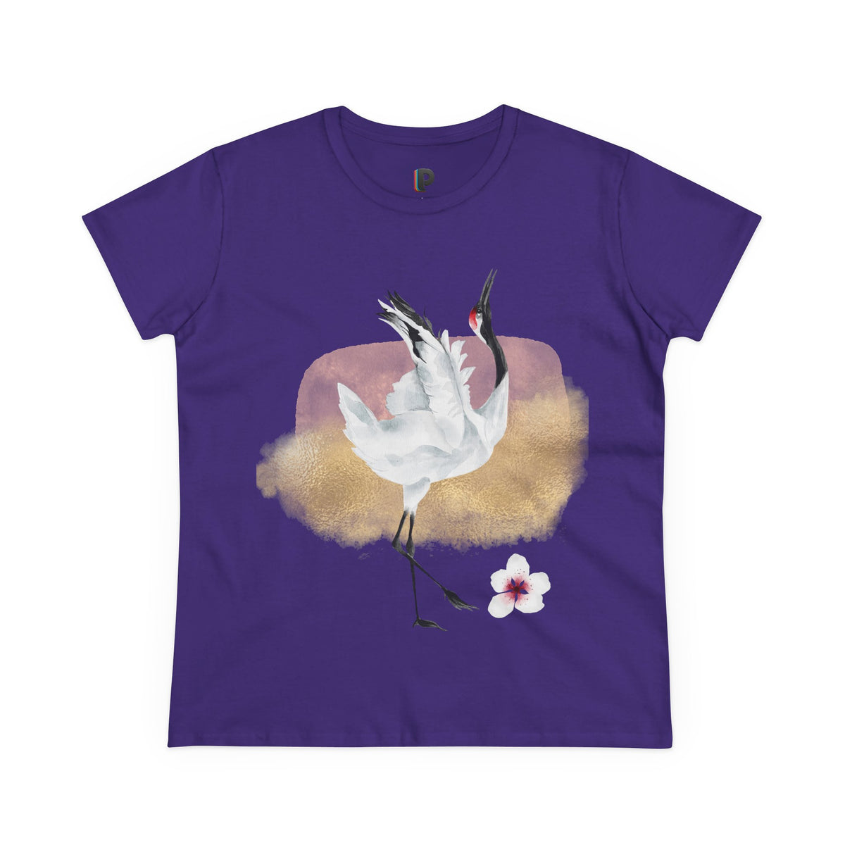 Dancing Red-Crowned Crane Watercolor Women’s Tee