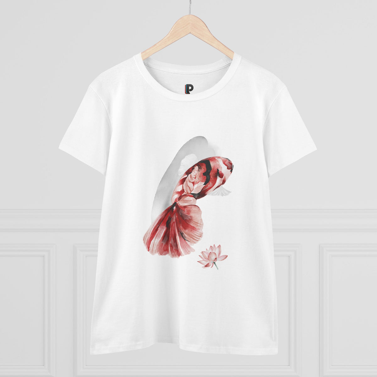 Crimson Betta & Lotus Watercolor Women’s Tee