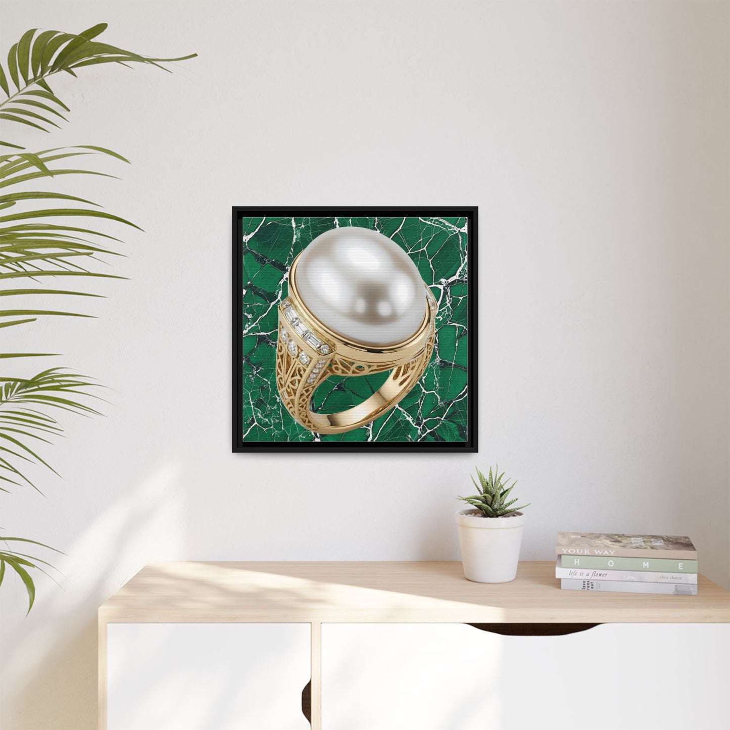 Pearl Ring Close-Up Framed Canvas