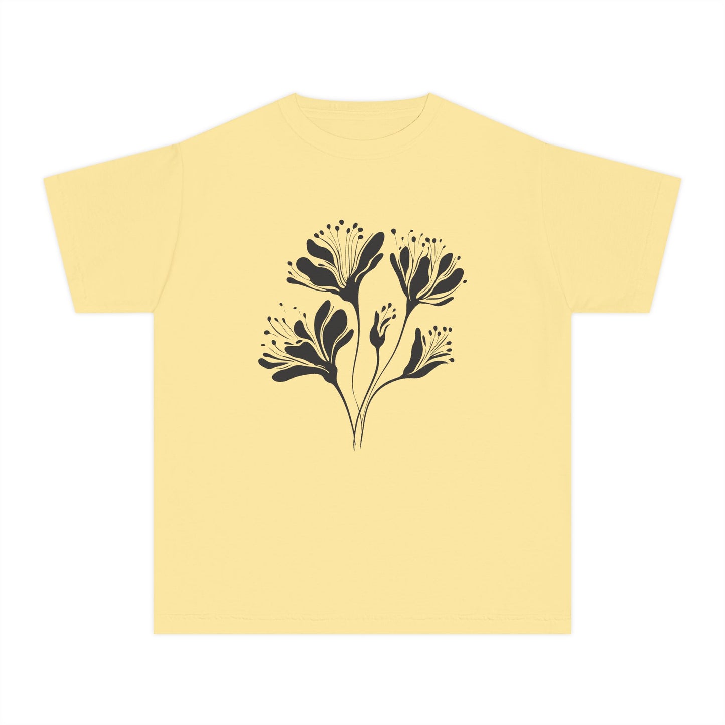 Youth Minimal Black Floral Tee