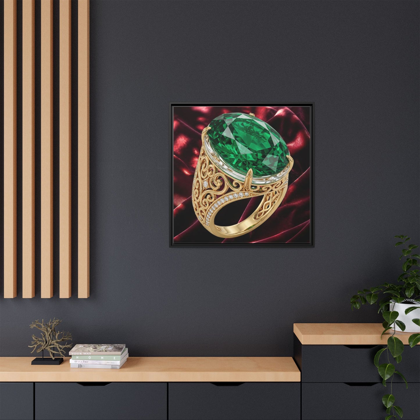 Gilded Emerald Velvet Canvas