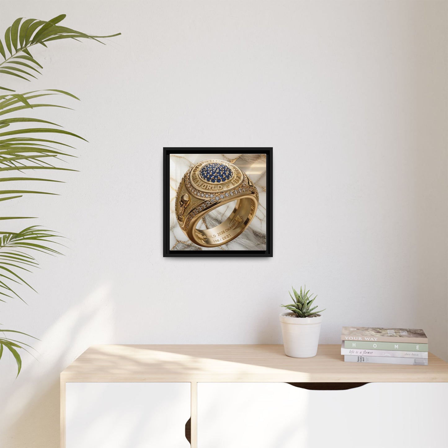 2026 Football Ring Veined Marble Framed Canvas