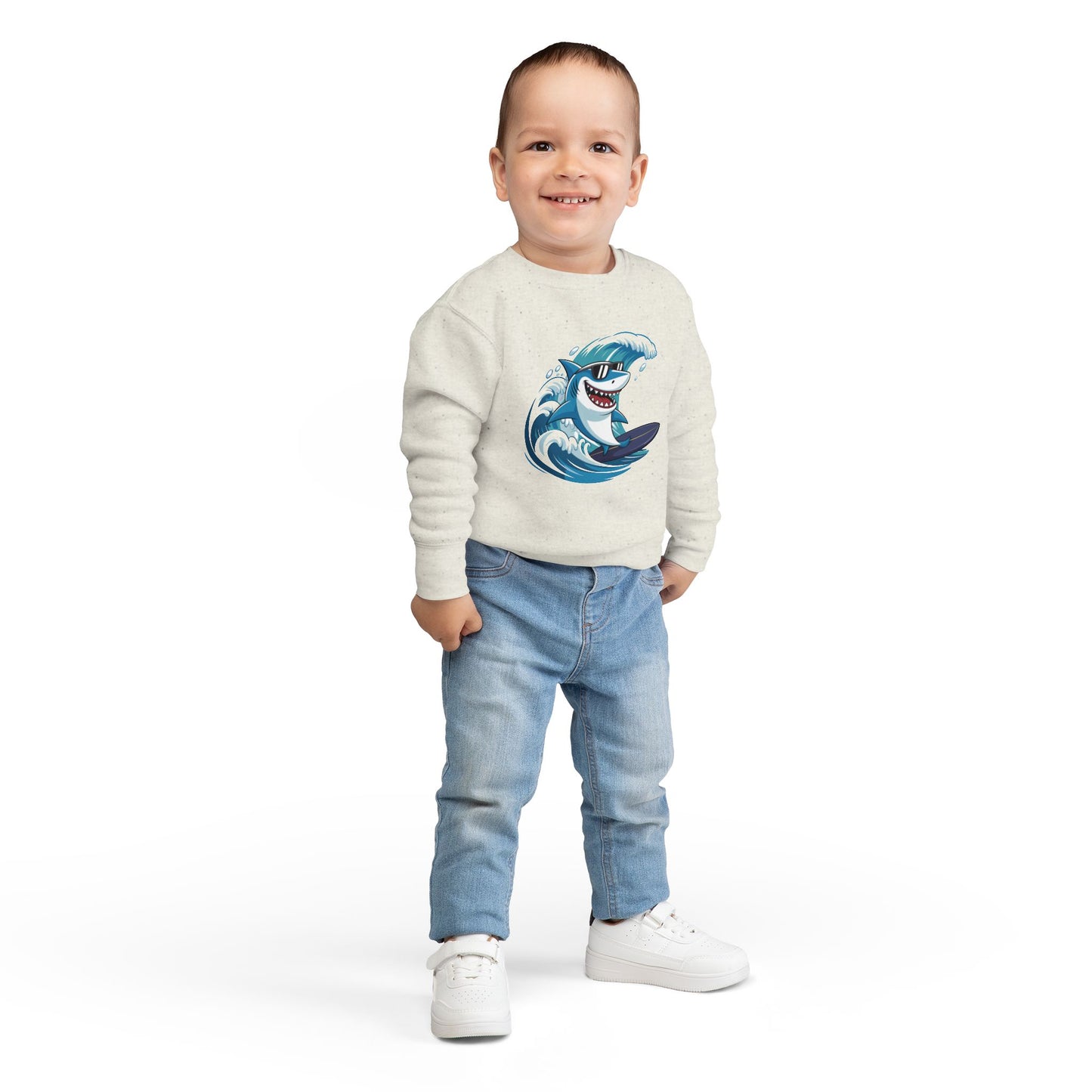 Surfing Shark Toddler Crewneck Sweatshirt