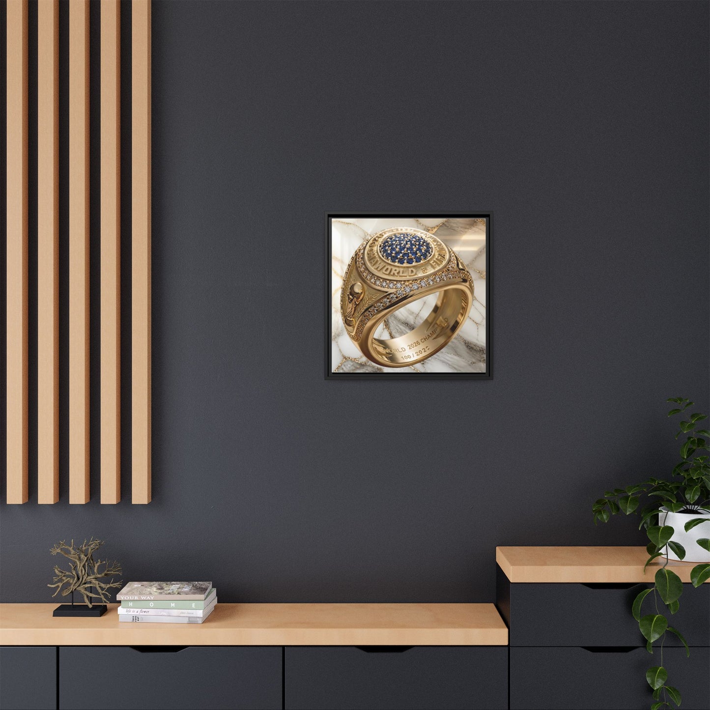 2026 Football Ring Veined Marble Framed Canvas