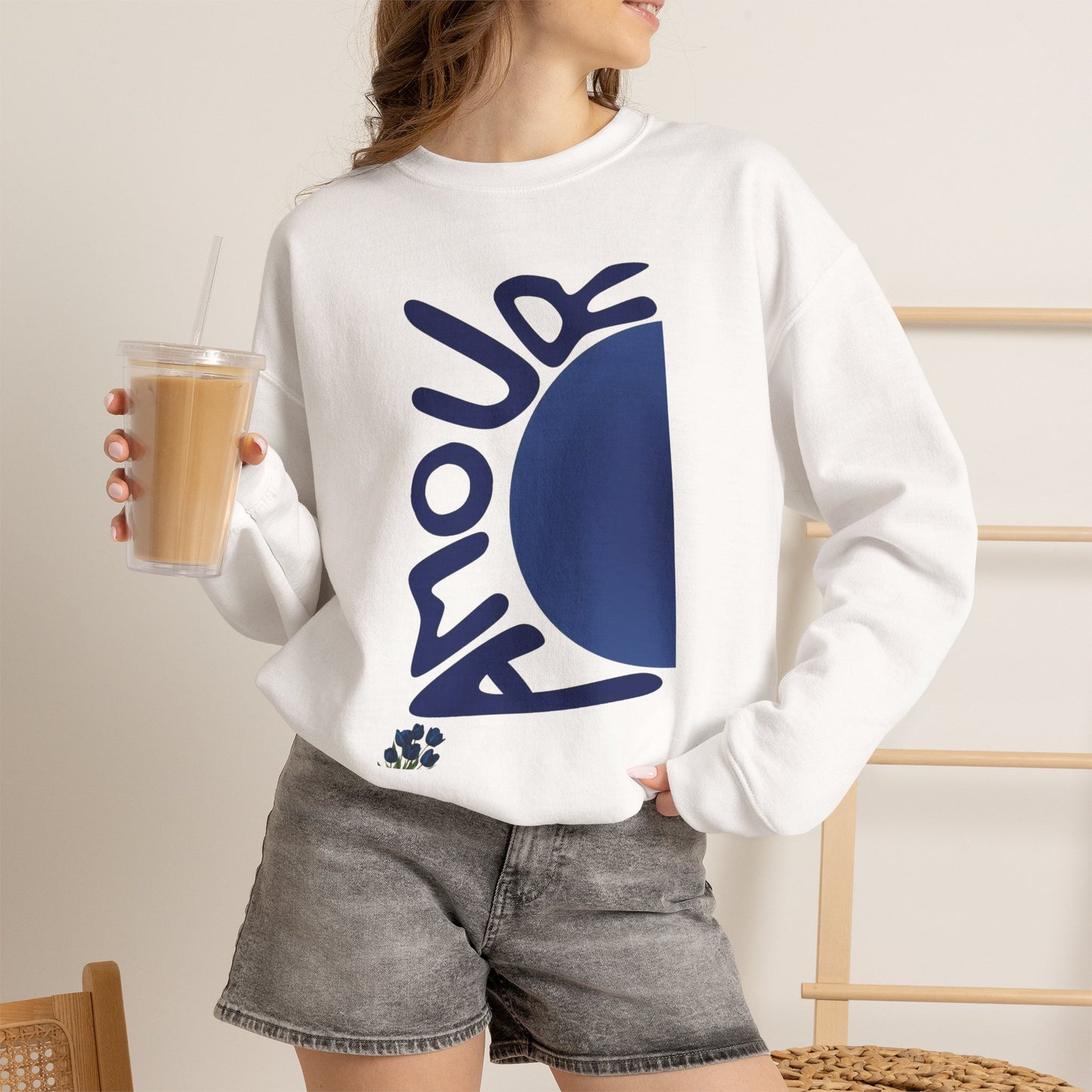 Amour Half-Moon Crewneck Sweatshirt
