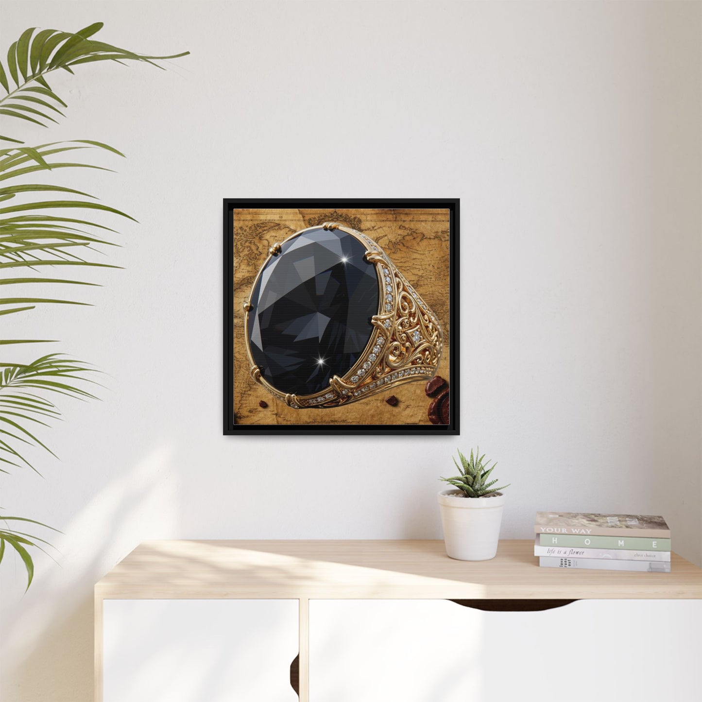 Black Diamond Ornate Mount Framed Canvas