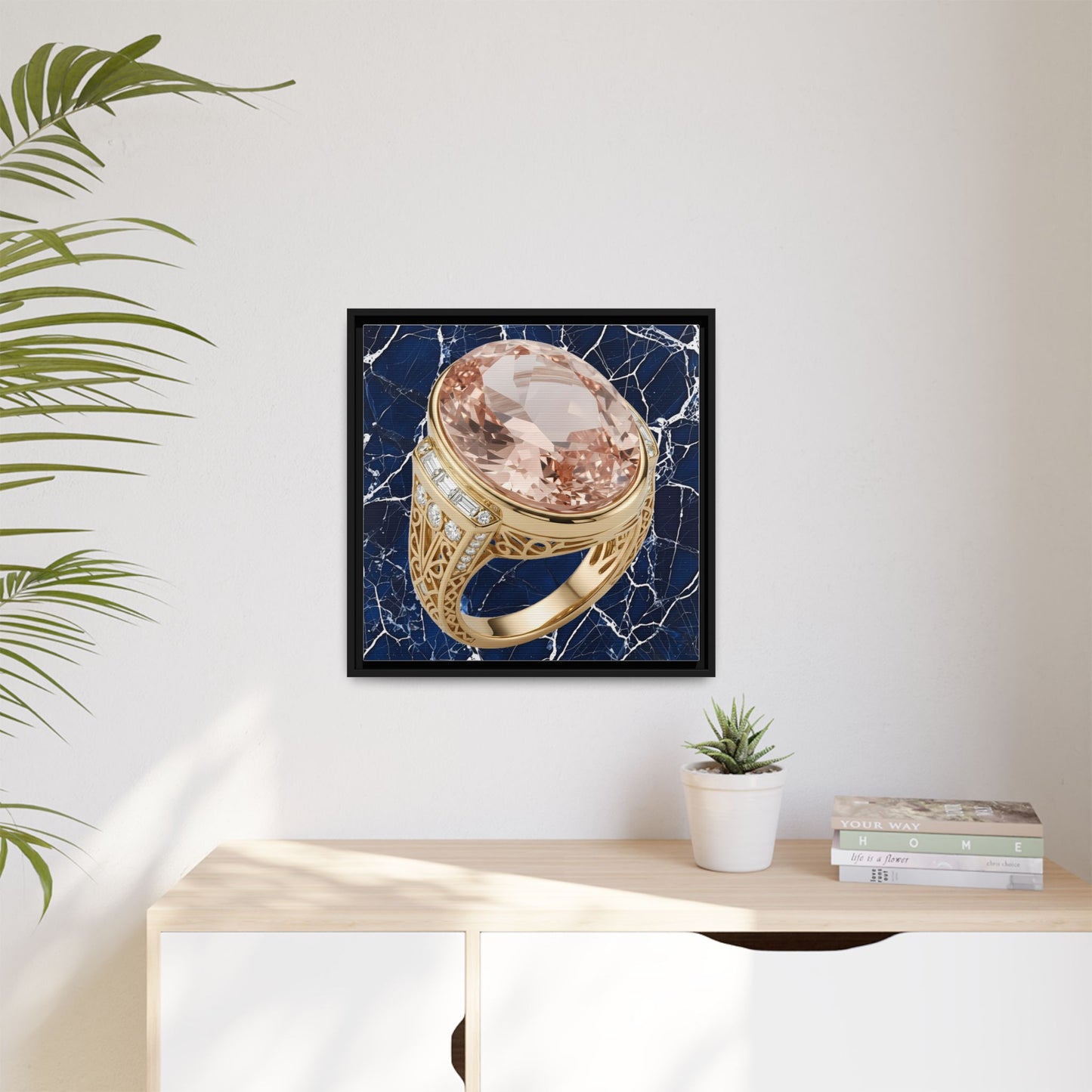 Morganite Ring with Marble Veins Framed Canvas