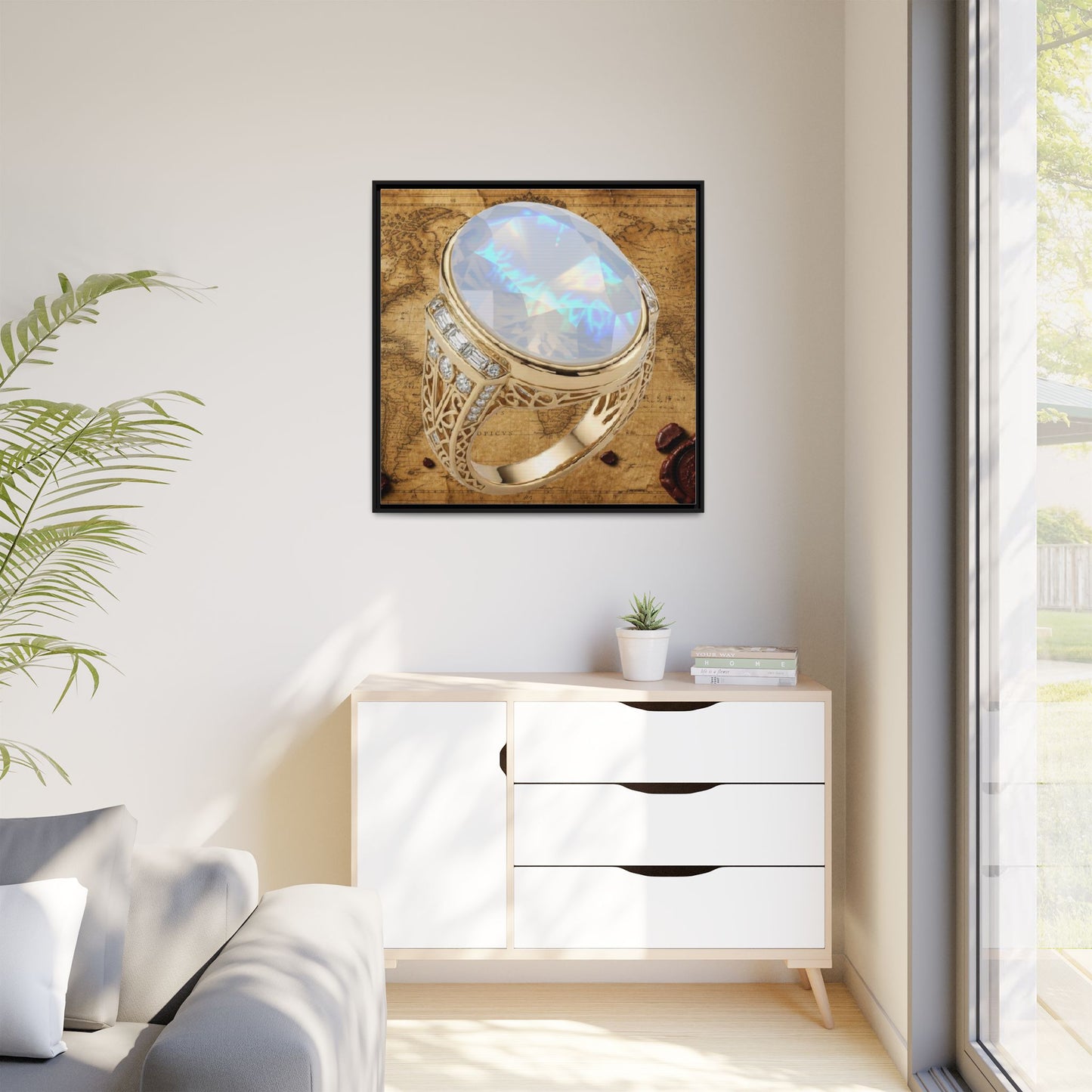Moonstone Lightplay Ring Framed Canvas