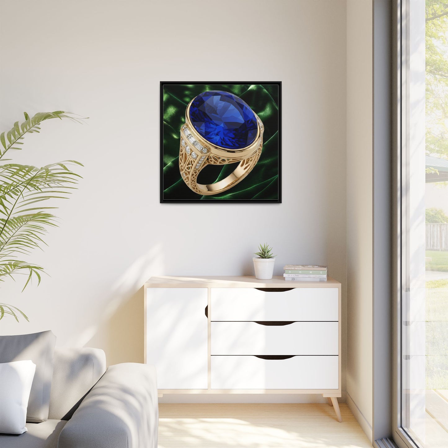 Sapphire Emerald Satin Ring Canvas