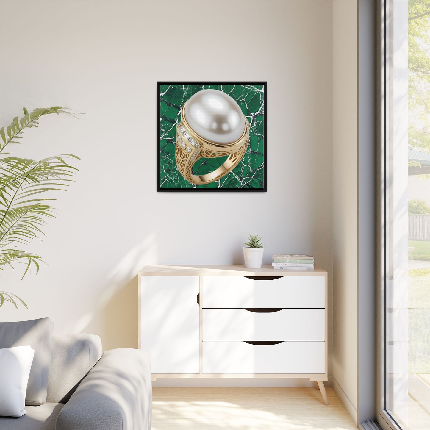 Pearl Ring Close-Up Framed Canvas