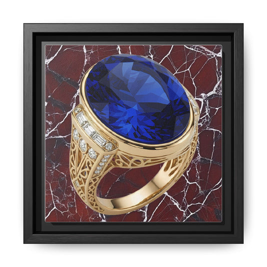 Sapphire Ring Marble Pattern Framed Canvas