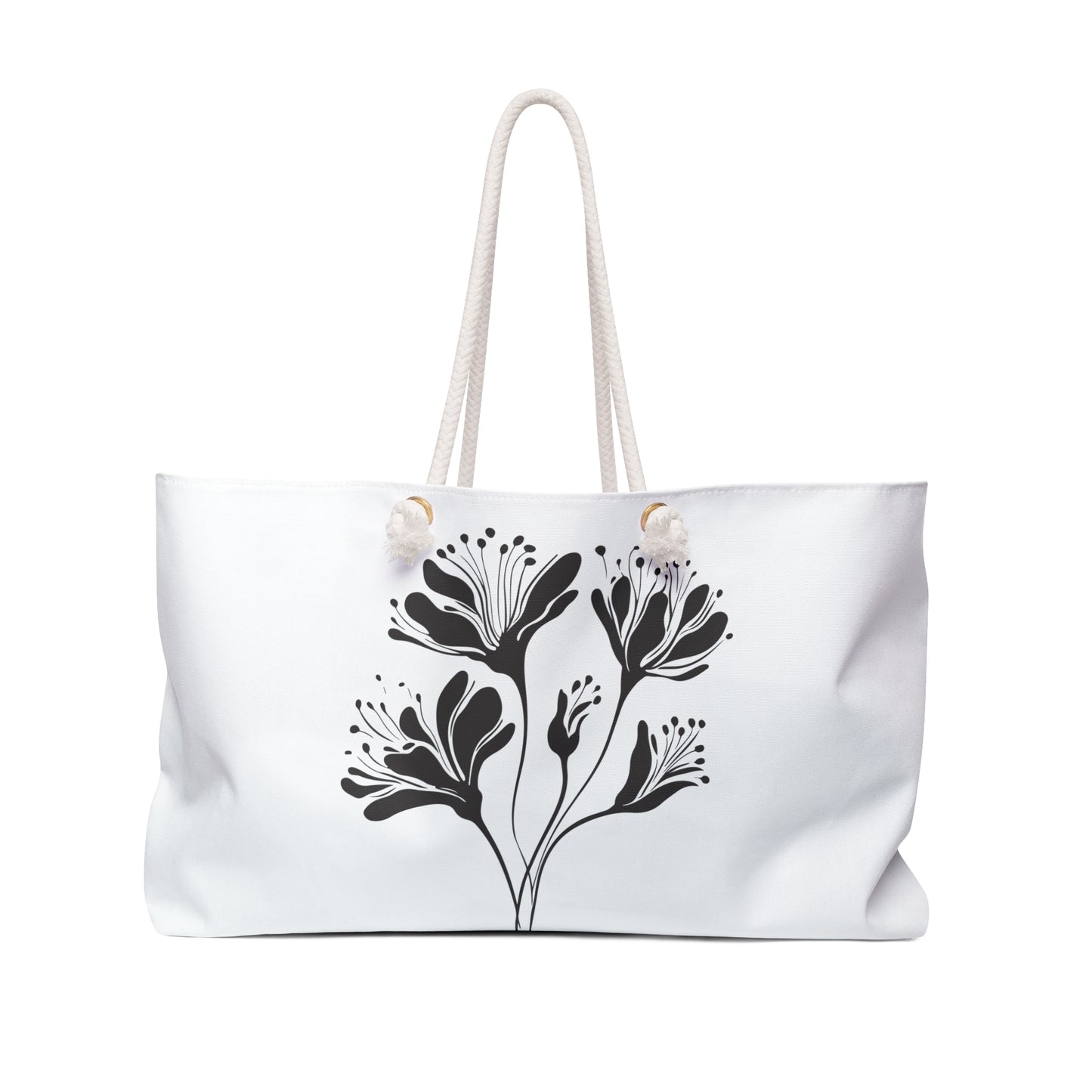 Monochrome Black Floral Weekender Bag