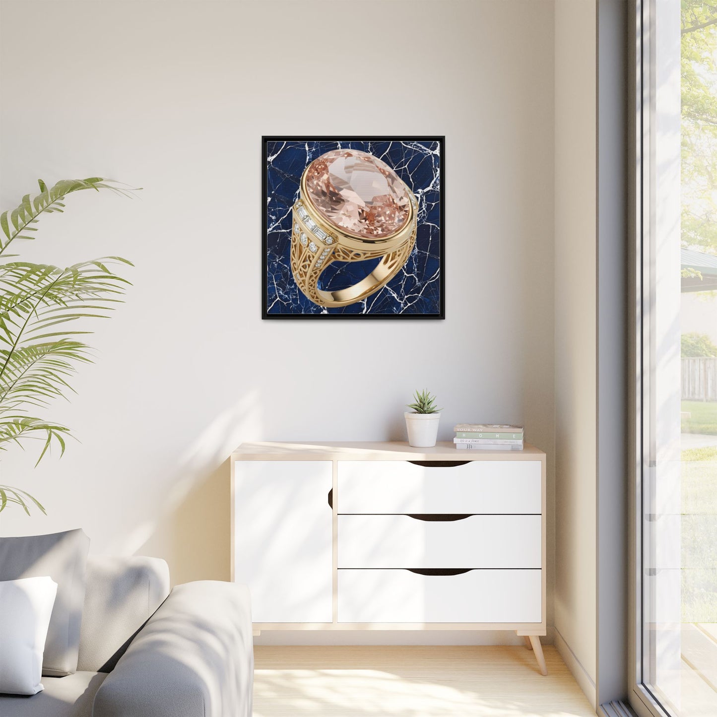 Morganite Ring with Marble Veins Framed Canvas