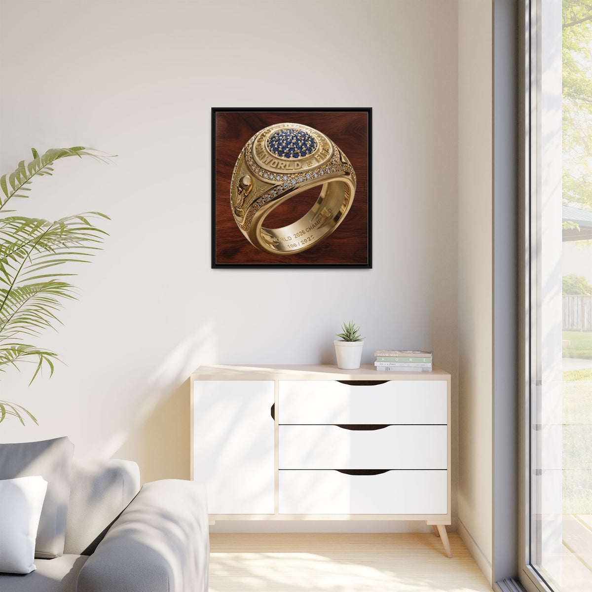 Rosewood 2026 World Football Champion Ring Framed Canvas