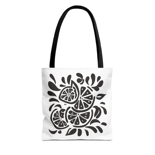 Monochrome Citrus Floral Tote Bag