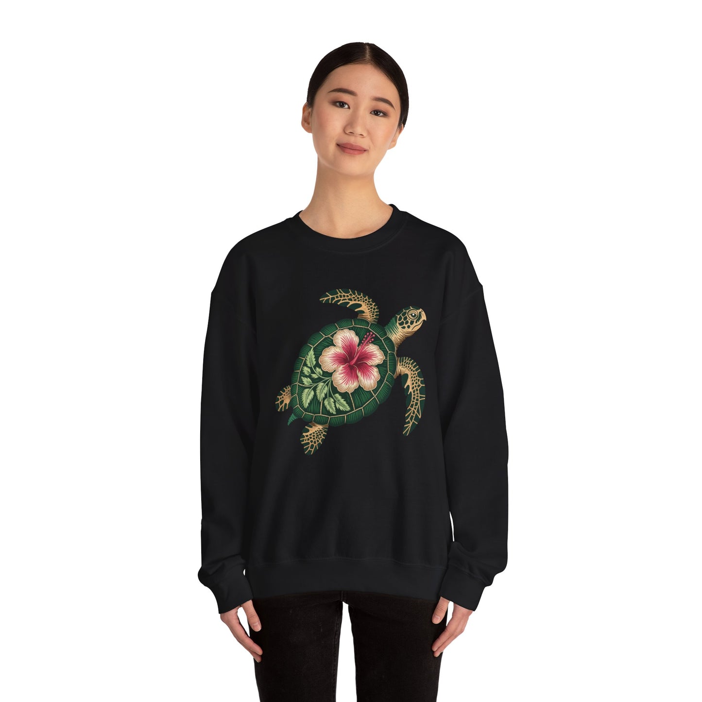 Sea Turtle Floral Graphic Women's Crewneck Sweatshirt