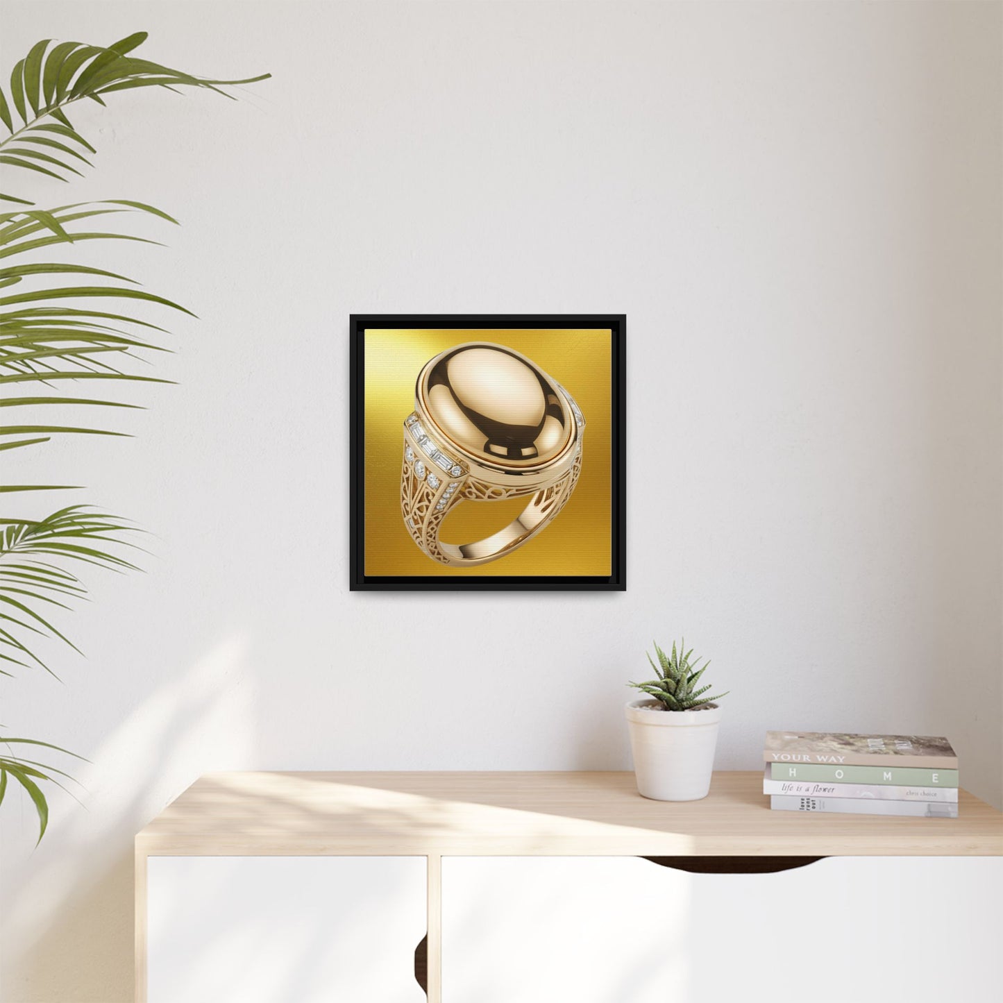 Sunlit Golden Cabochon Ring Canvas