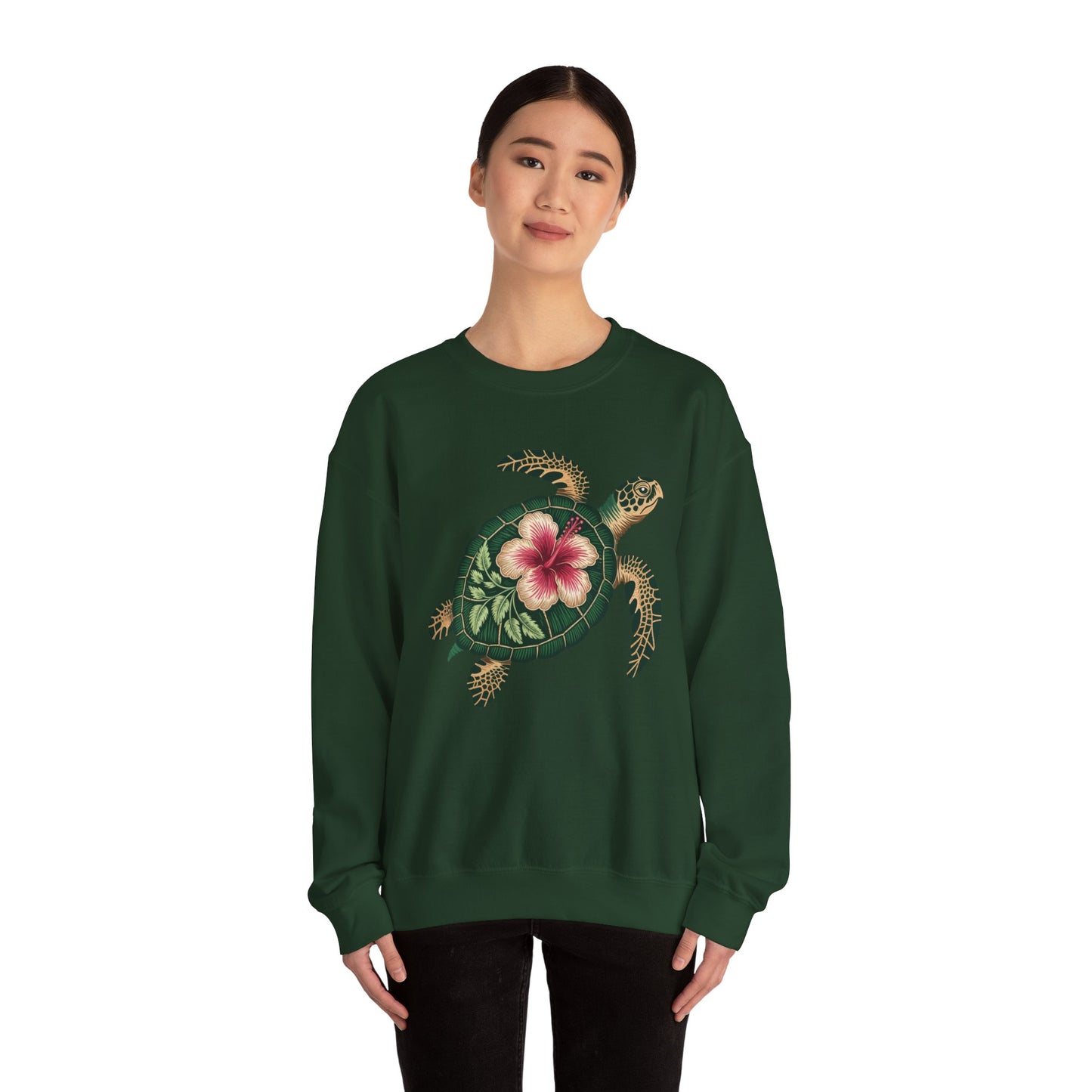 Sea Turtle Floral Graphic Women's Crewneck Sweatshirt