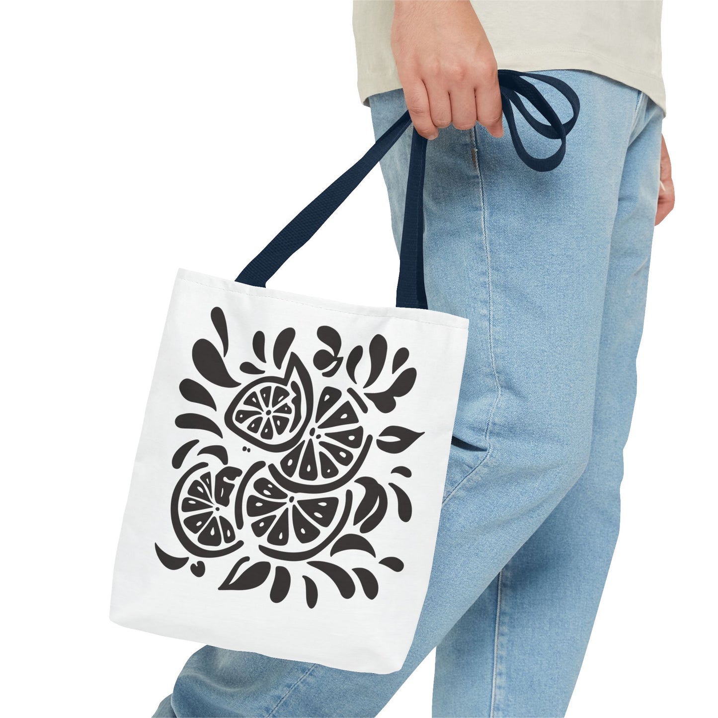 Monochrome Citrus Floral Tote Bag