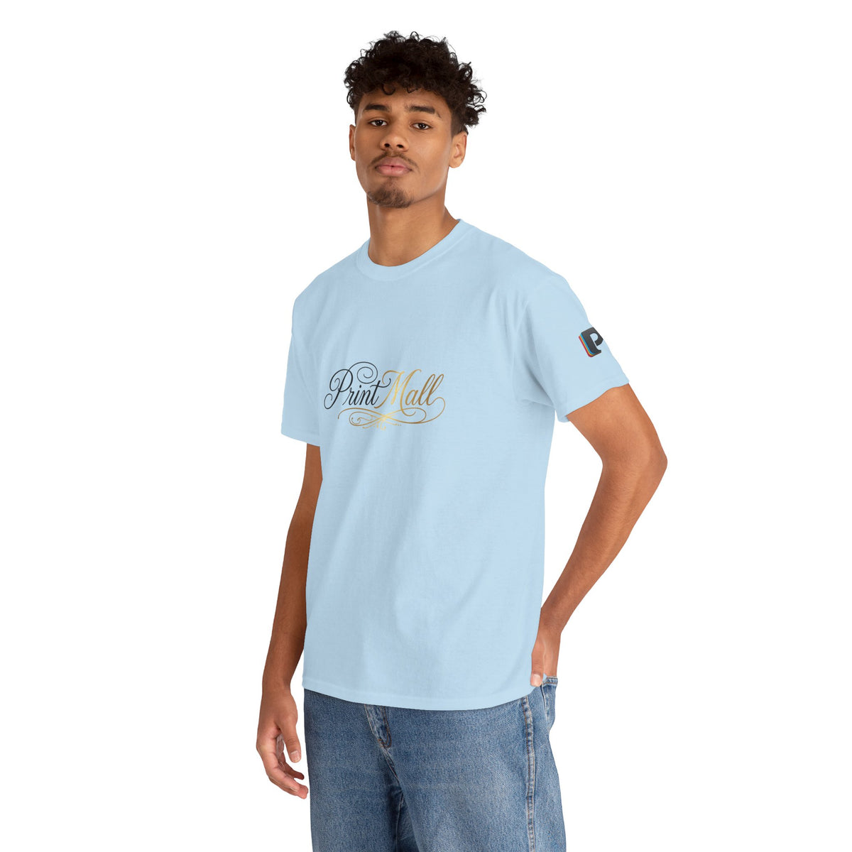 Gold Accent Calligraphy PrintMall Cotton Tee